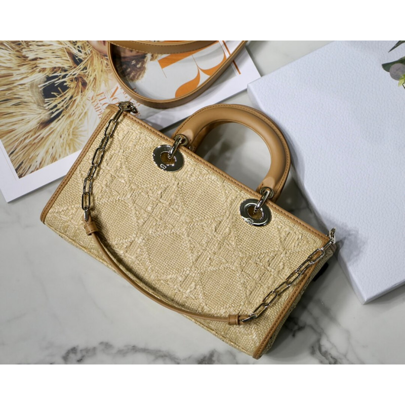 Replica Christian Dior Lady D-Joy Bag Natural Cannage Raffia M05400