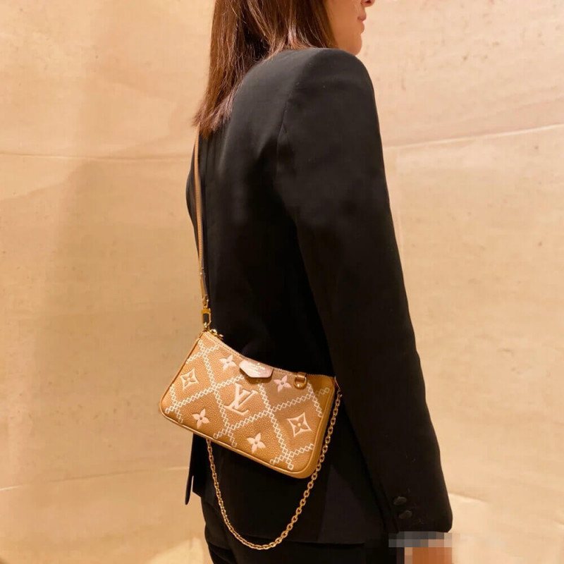 Replica Louis Vuitton Monogram Empreinte Easy Pouch On Strap M81137 Arizona Beige