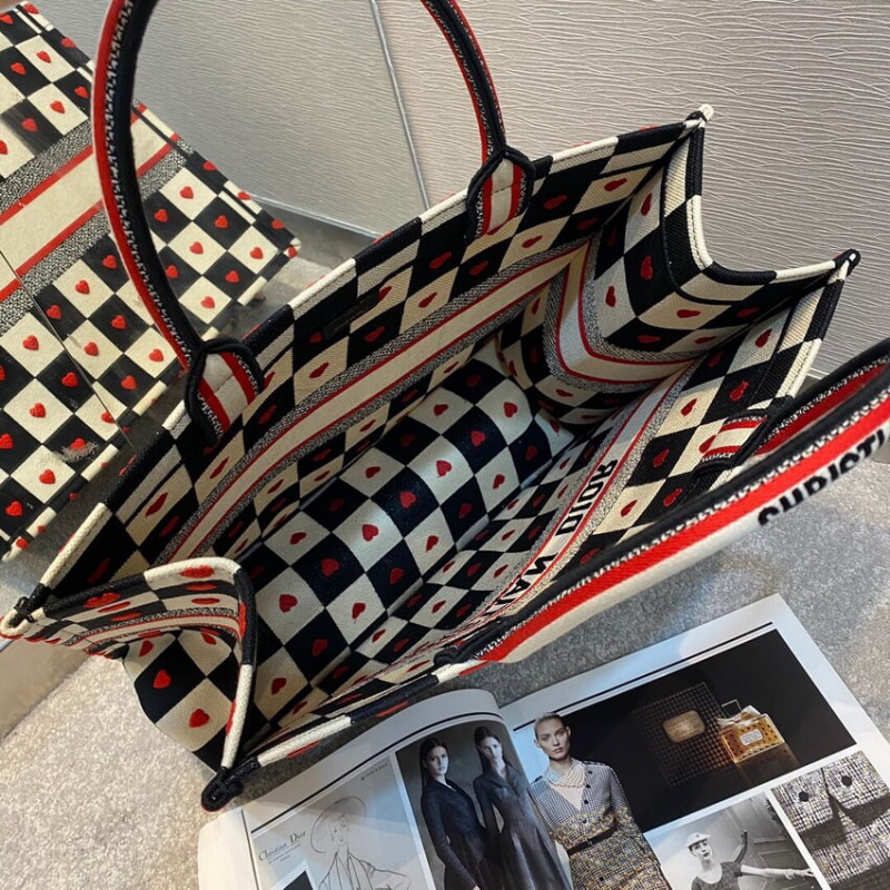 Replica Christian Dior Dioramour Book Tote D-Chess Heart Embroidery M1286