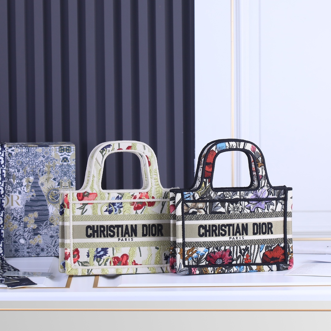 Replica Dior Multicolor Mizza Embroidery Mini Book Tote