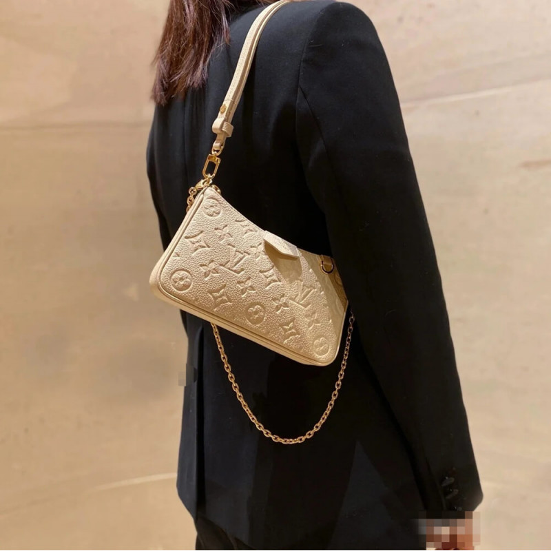 Replica Louis Vuitton Monogram Empreinte Easy Pouch On Strap M81066 Creme Aaa
