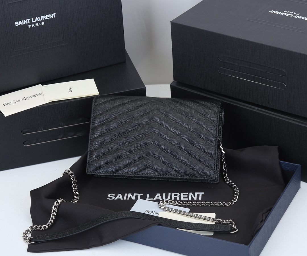 Replica Ysl Envelope Chain Wallet In Grain De Poudre Embossed Leather 1888