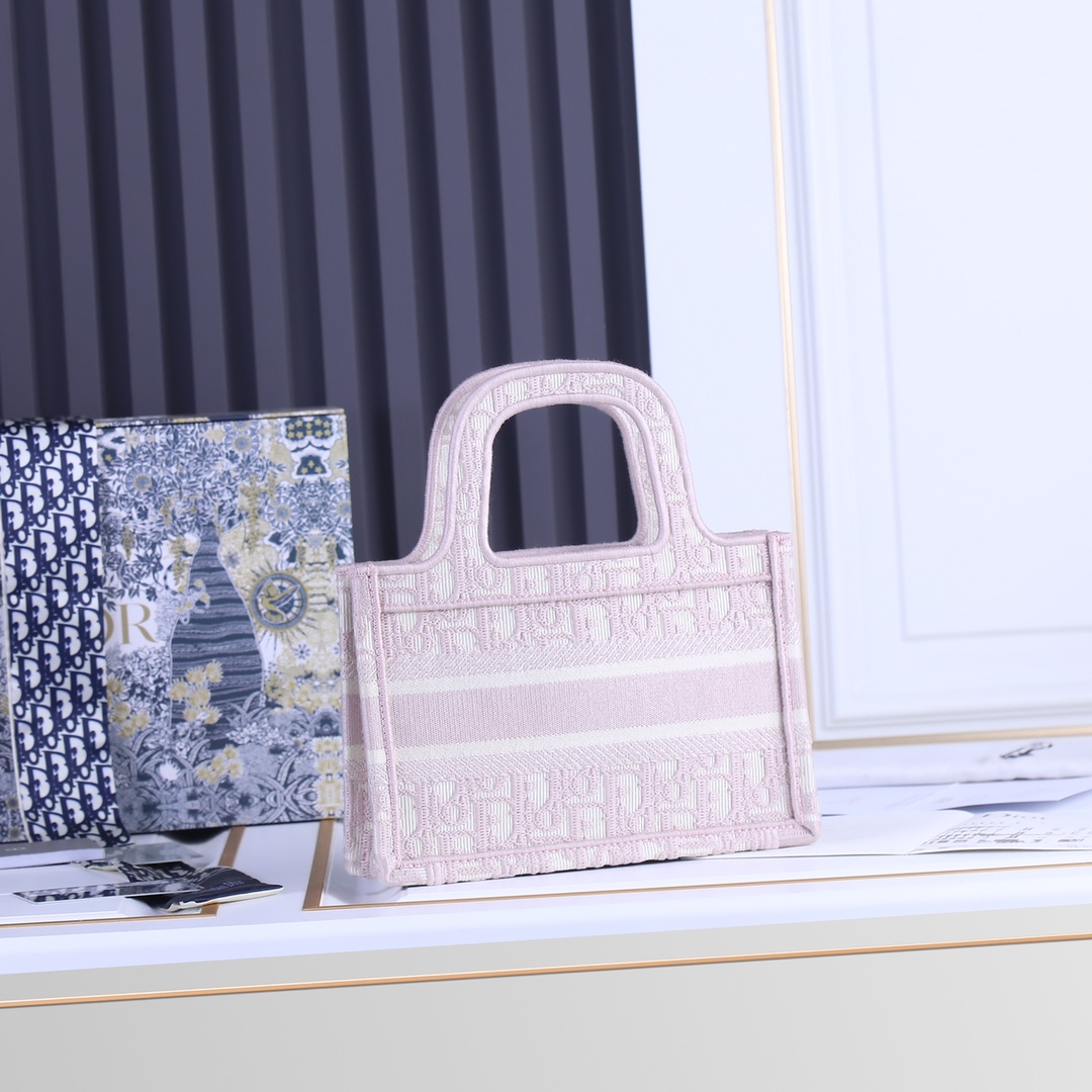 Replica Dior Oblique Embroidery Mini Book Tote
