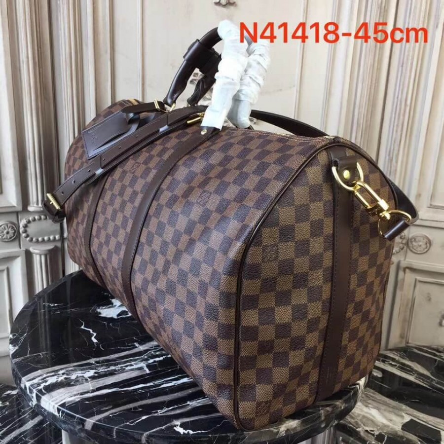 Replica Louis Vuitton Damier Ebene Canvas Keepall Bandouliere 45 N41428