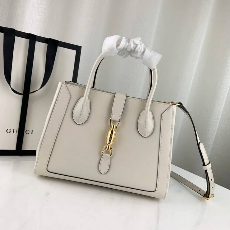Replica Gucci Jackie 1961 Medium Tote Bag In White Leather 649016