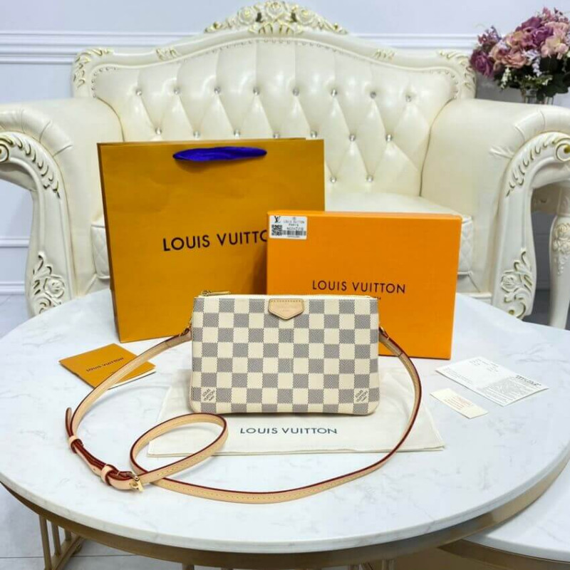 Replica Louis Vuitton Damier Azur Double Zip Pochette N60460