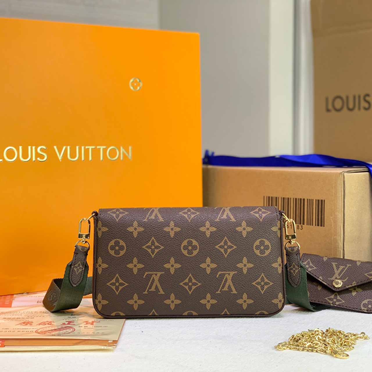 Replica Louis Vuitton Felicie Strap   Go M80091 Green/Pink