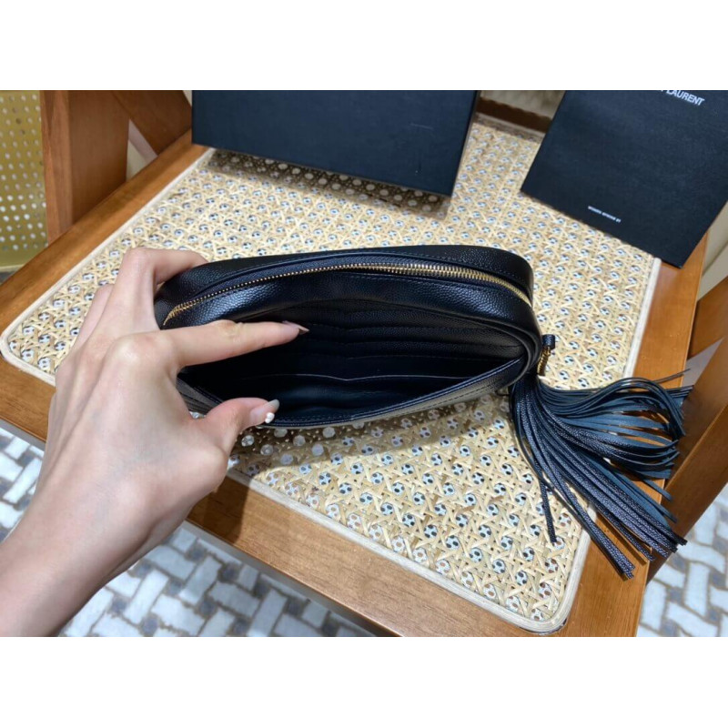 Replica Ysl Saint Laurent Lou Mini Camera Bag 585040 In Grain Leather Black