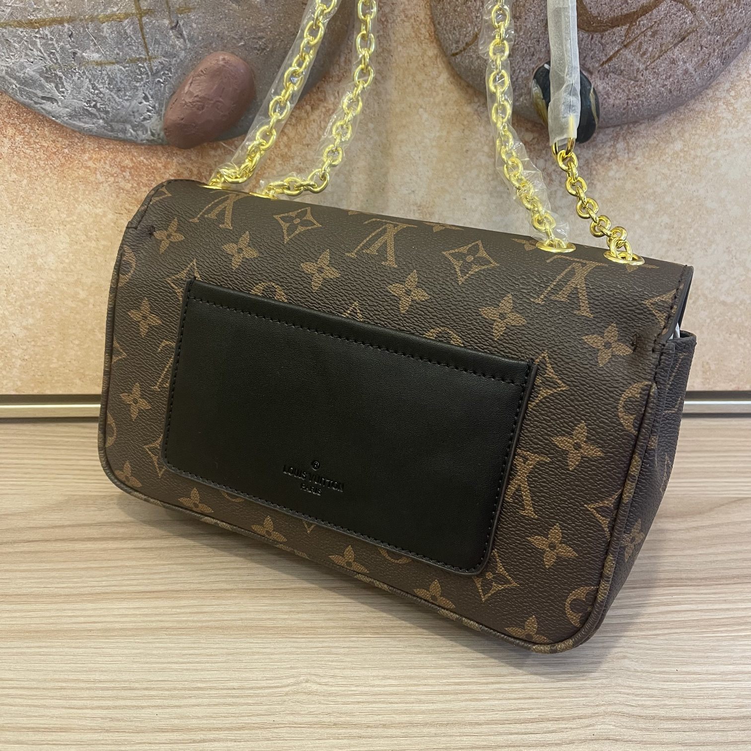 Replica Louis Vuitton Marceau Chain Handbag- Black/Brown