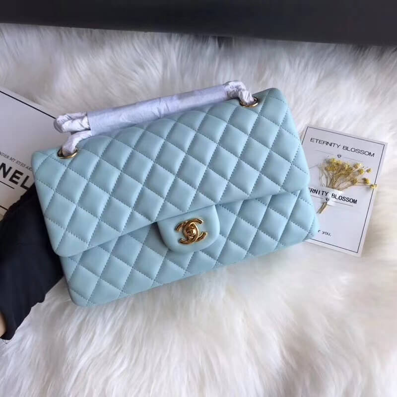 Replica Chanel 1112 Tiffany Blue Medium Size 2.55 Lambskin Leather Flap Bag