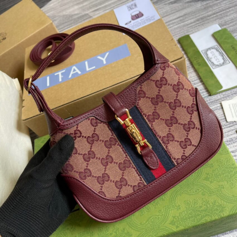 Replica Gucci Jackie 1961 Mini Shoulder Bag 637092 In Burgundy Gg Canvas