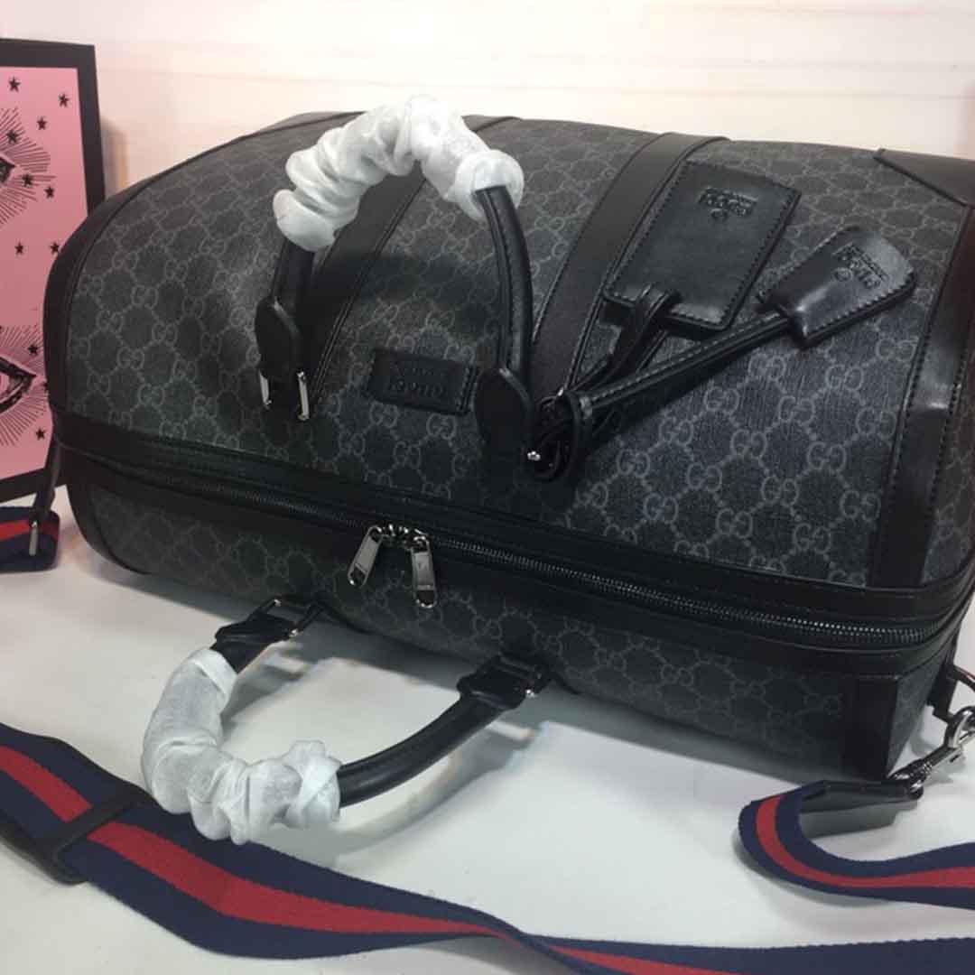 Replica Gucci Double G Black Carry-On Duffle 474131 Black/Grey