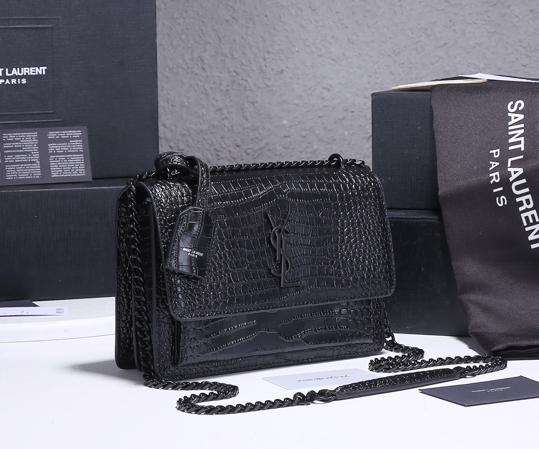 Replica Ysl Sunset Medium In Crocodile Embossed Shiny Leather 1737