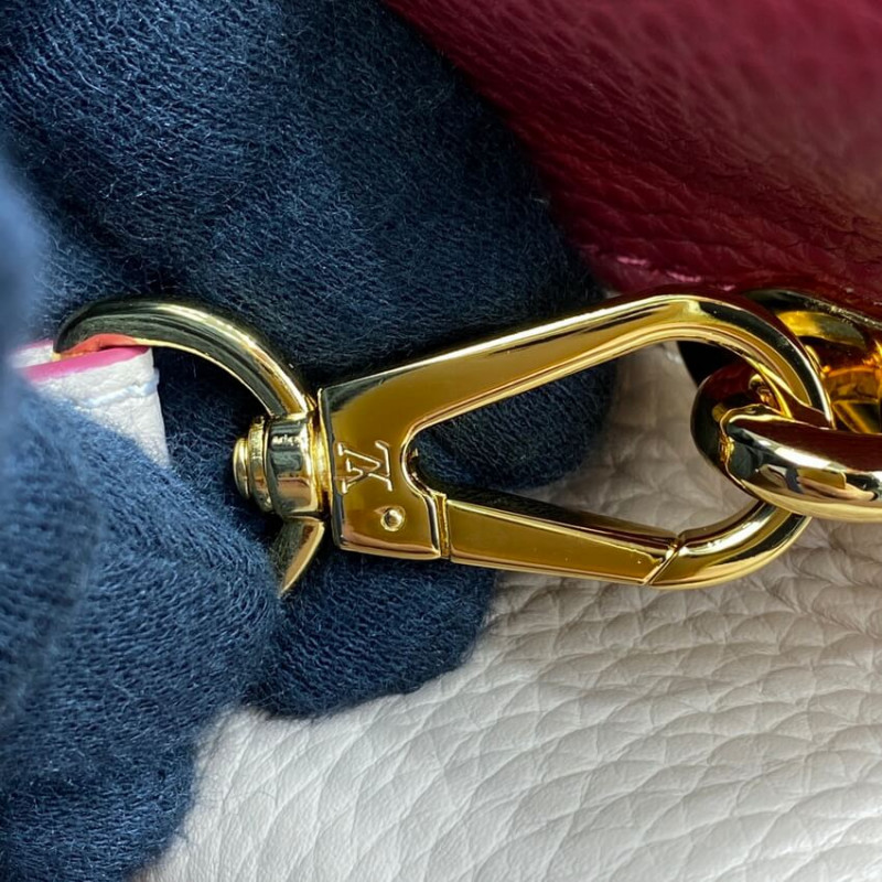 Replica Louis Vuitton Capucines Mm M58610 Eggshell/Lie De Vin Red