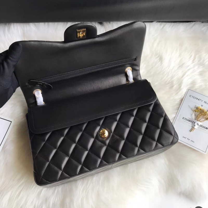 Replica Chanel Lambskin 30Cm Classic Flap Bag A1113 Black