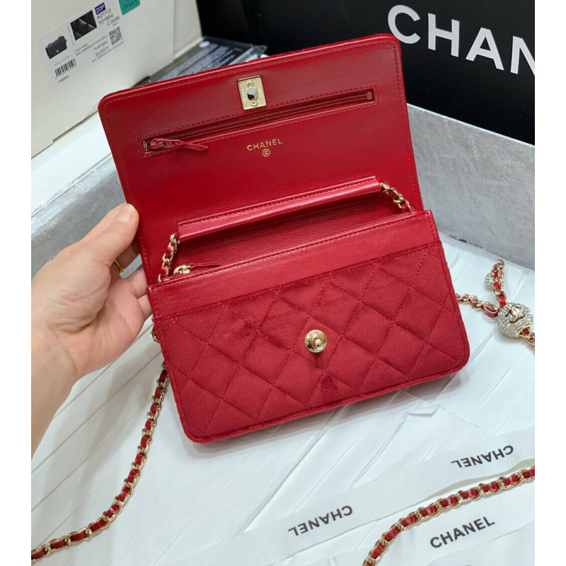 Replica Chanel Woc With Cc Details On Strap Ap1450 In Velvet