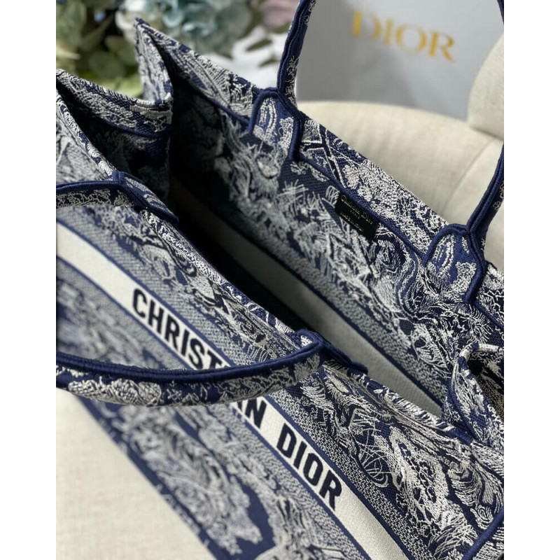 Replica Dior Book Tote Blue Toile De Jouy Reverse Embroidery M1286