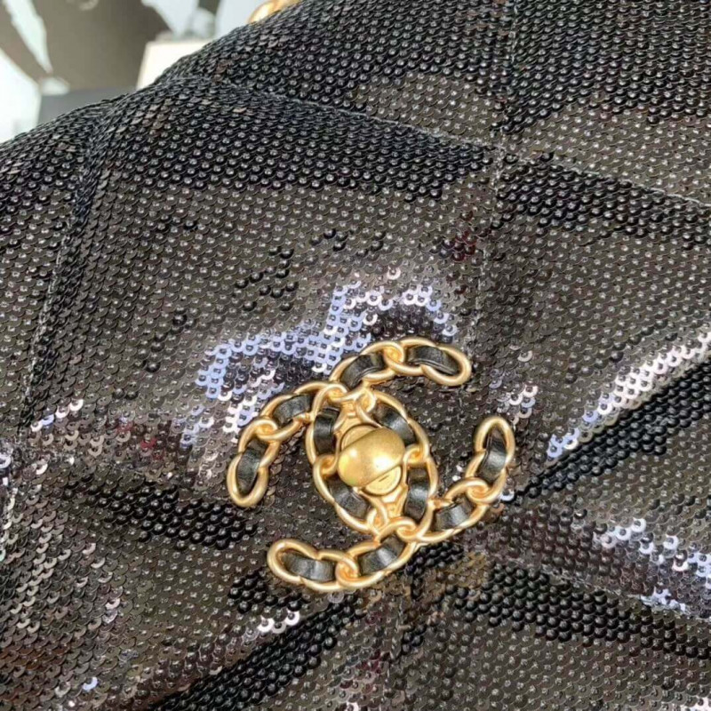 Replica Chanel 19 Flap Bag In Tweed Sequins As1160