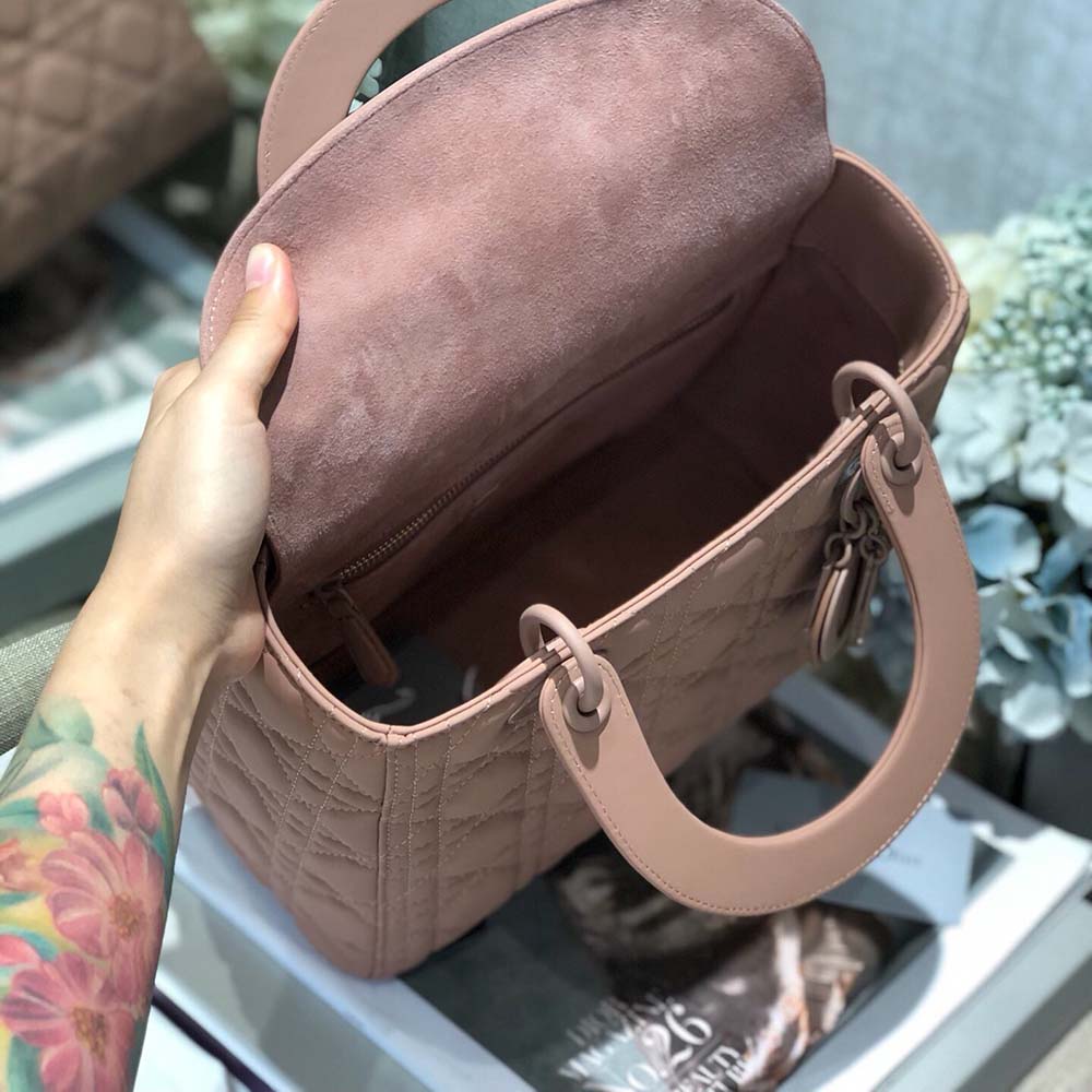 Replica Dior Aaa-Medium Lady Dr Bag Black/Pink/Grey