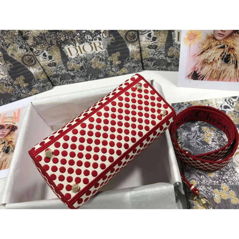 Replica Dior Medium Lady D-Lite Dioramour Bag In Dots Embroidery M0565