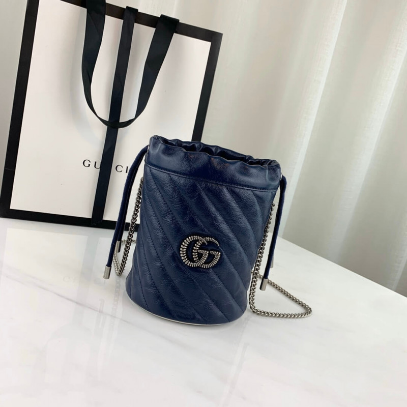 Replica Gucci Gg Marmont Mini Bucket Bag 573817 Blue