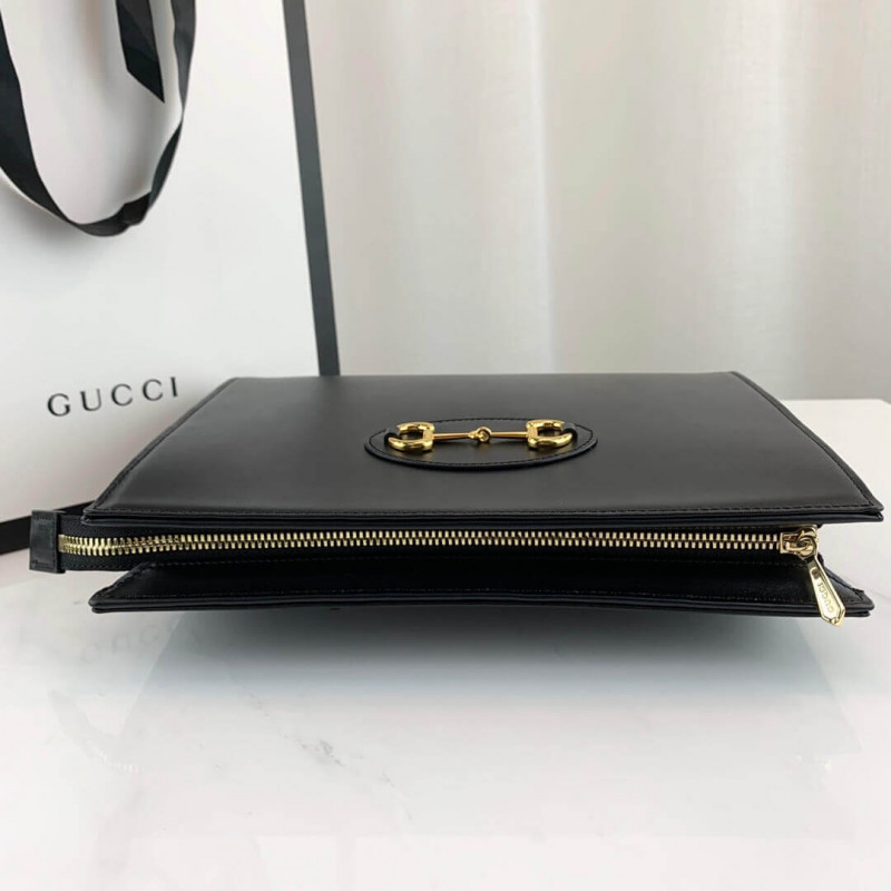 Replica Gucci 1955 Horsebit-Embellished Leather Pouch 621890