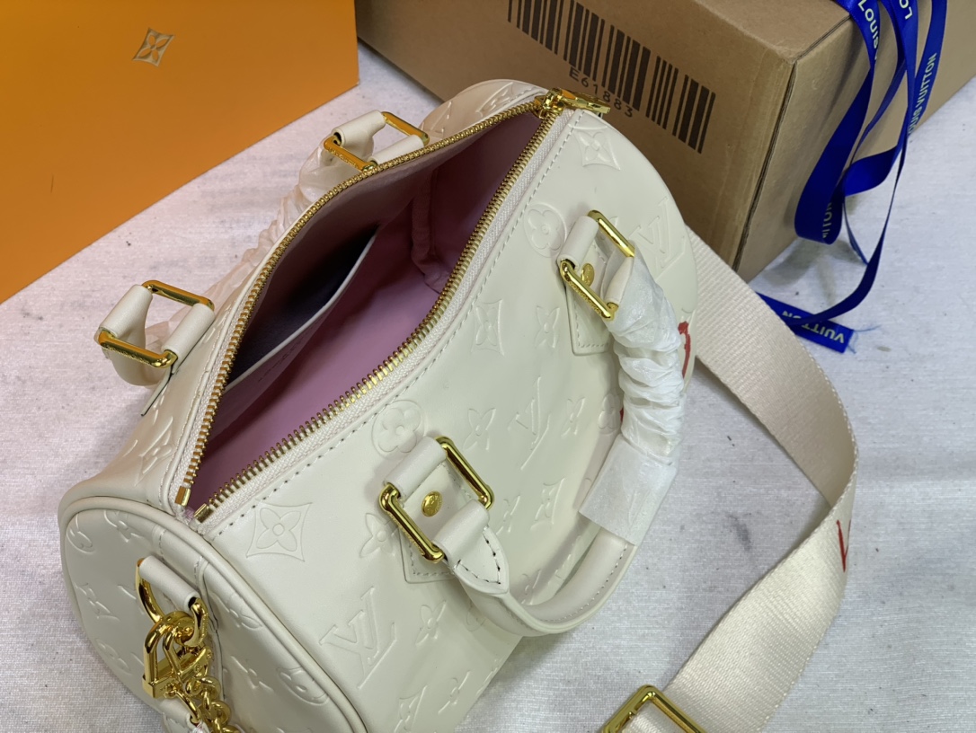 Replica Louis Vuitton Limited Edition Speedy Bandouliere 22 White/Pink