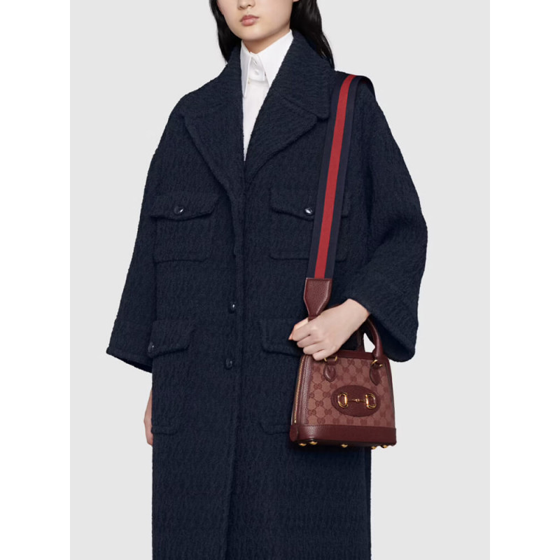 Replica Gucci Horsebit 1955 Gg Mini Bag 677212 In Burgundy Gg Canvas