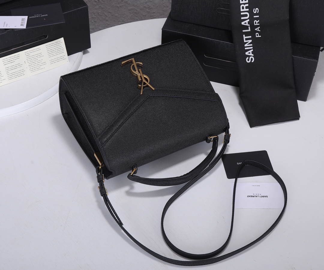 Replica Ysl Cassandra Medium Top Handle Bag- Black/Beige