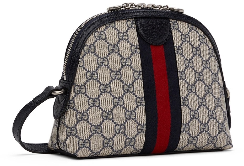 Replica Gucci Ophidia Gg Small Shoulder Bag Beige And Blue Gg Supreme Canvas 499621