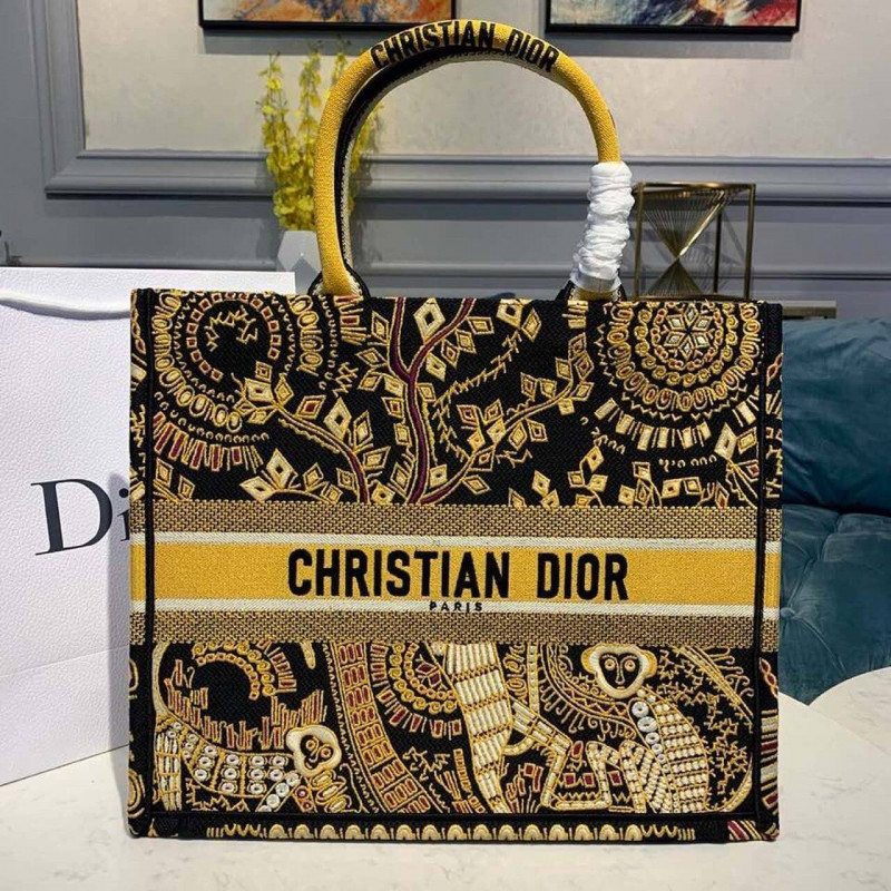 Replica Christian Dior Animals Monkey Embroidered Book Tote M1286 Brown