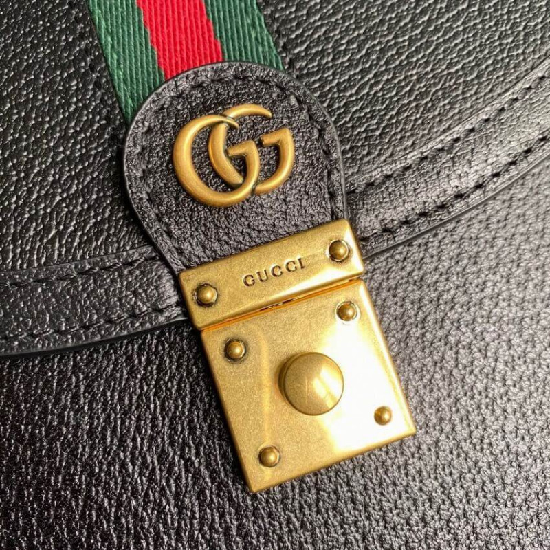 Replica Gucci Ophidia Leather Small Top Handle Bag With Web 651055