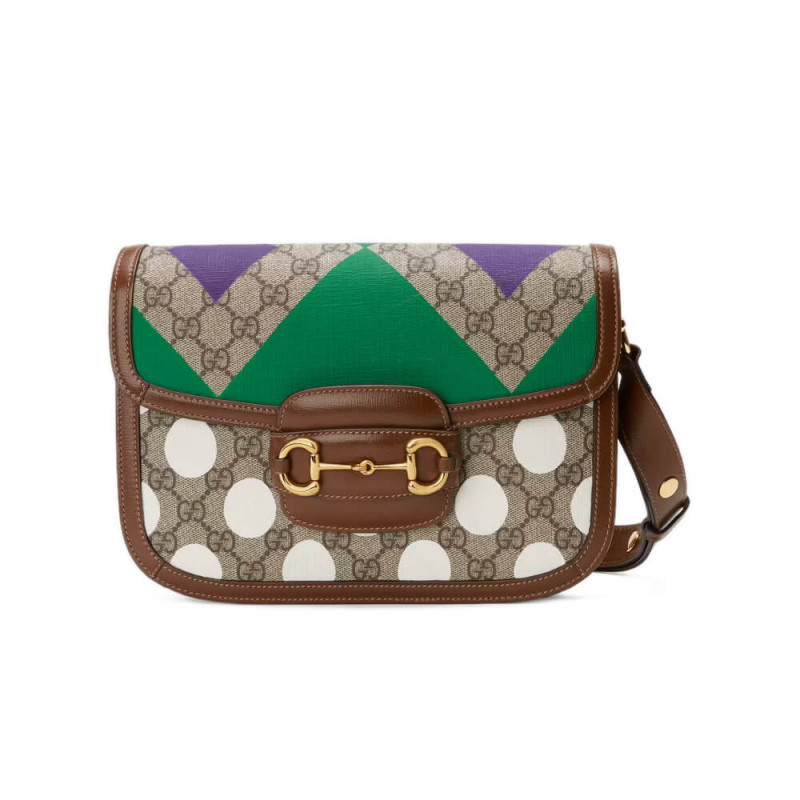 Replica Gucci Horsebit 1955 Shoulder Bag With Geometric Print 602204