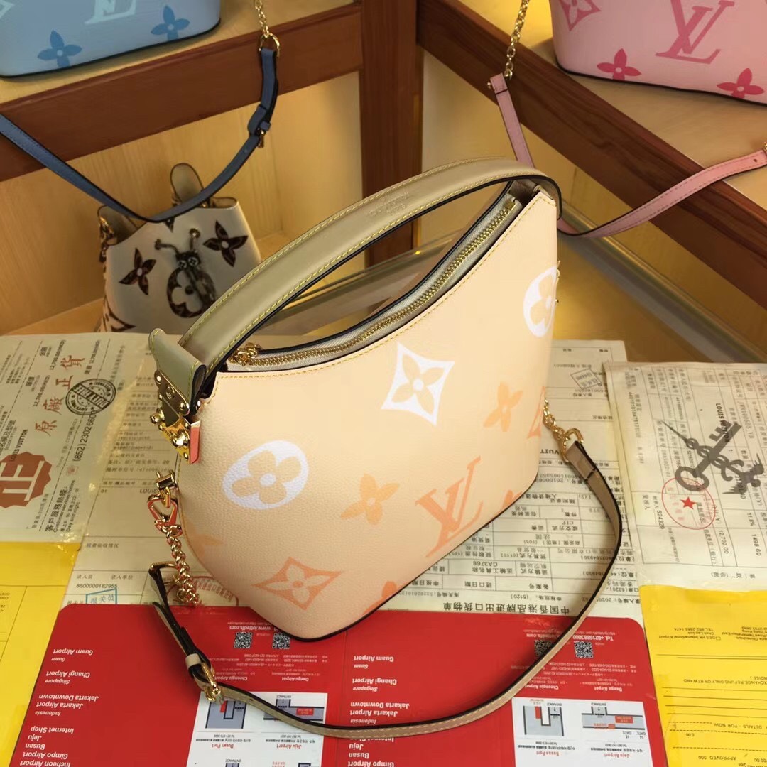 Replica Louis Vuitton Marshmallow Hobo Bag Beige/Pink/Blue