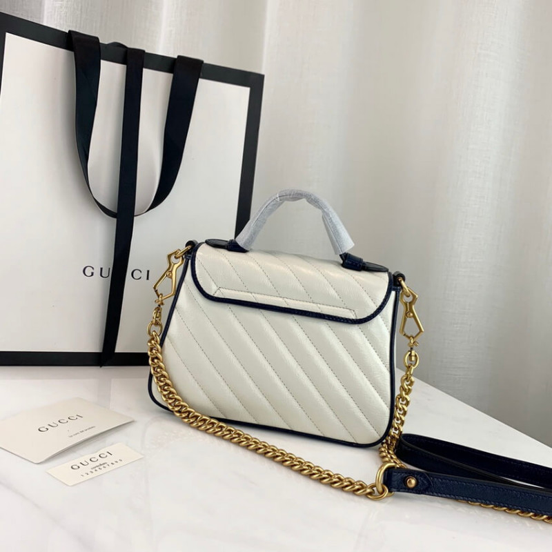 Replica Gucci Gg Marmont Mini Top Handle Bag 583571 White