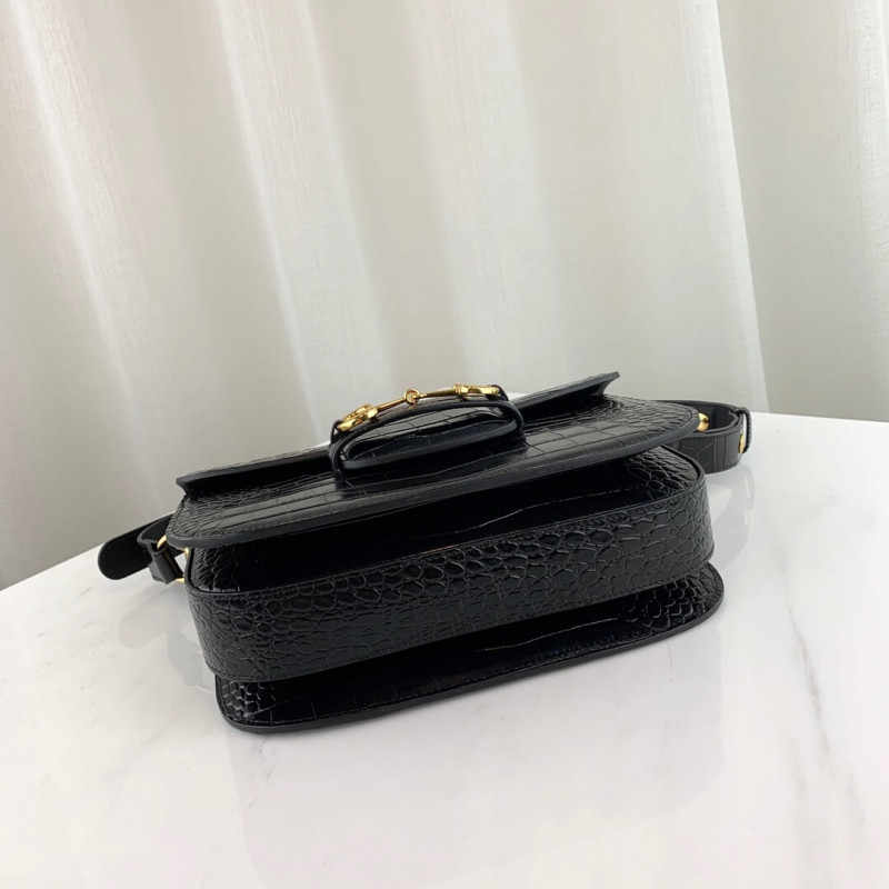Replica Gucci 1955 Horsebit Crocodile Shoulder Bag 602204