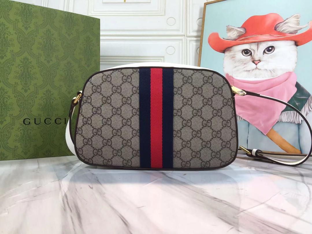 Replica Gucci Ophidia Double G Shoulder Bag- Black/White