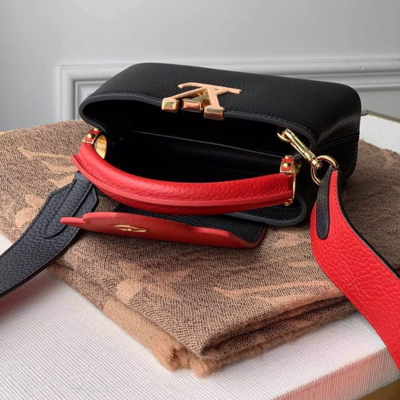 Replica Louis Vuitton Capucines Mini M56071 Black/Red