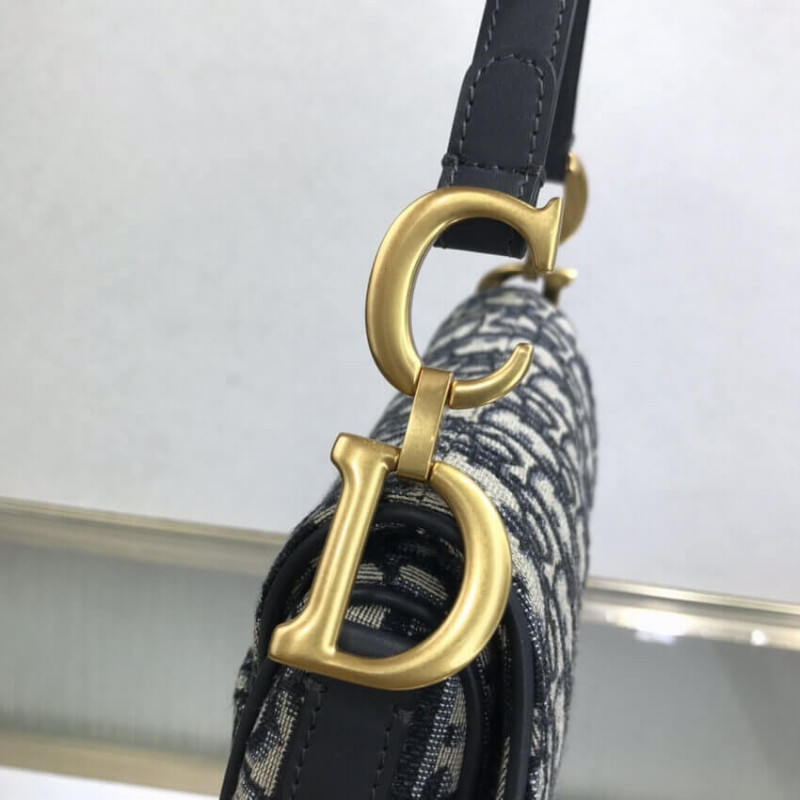 Replica Dior Mini Saddle Bag Blue Oblique Jacquard M0447