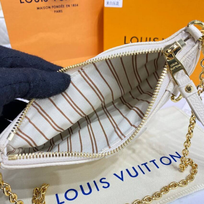Replica Louis Vuitton Monogram Empreinte Easy Pouch On Strap M81066 Creme Aaa