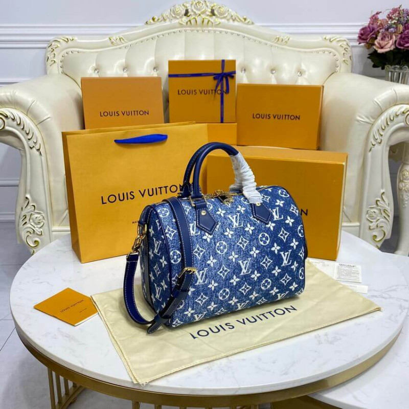 Replica Louis Vuitton Monogram Jacquard Denim Speedy Bandouliere 25 M59609
