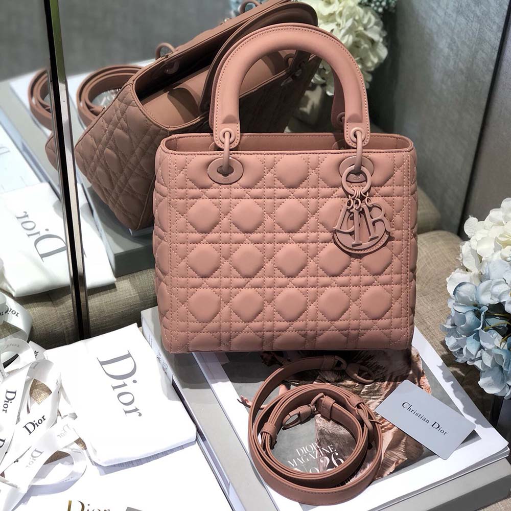 Replica Dior Aaa-Medium Lady Dr Bag Black/Pink/Grey