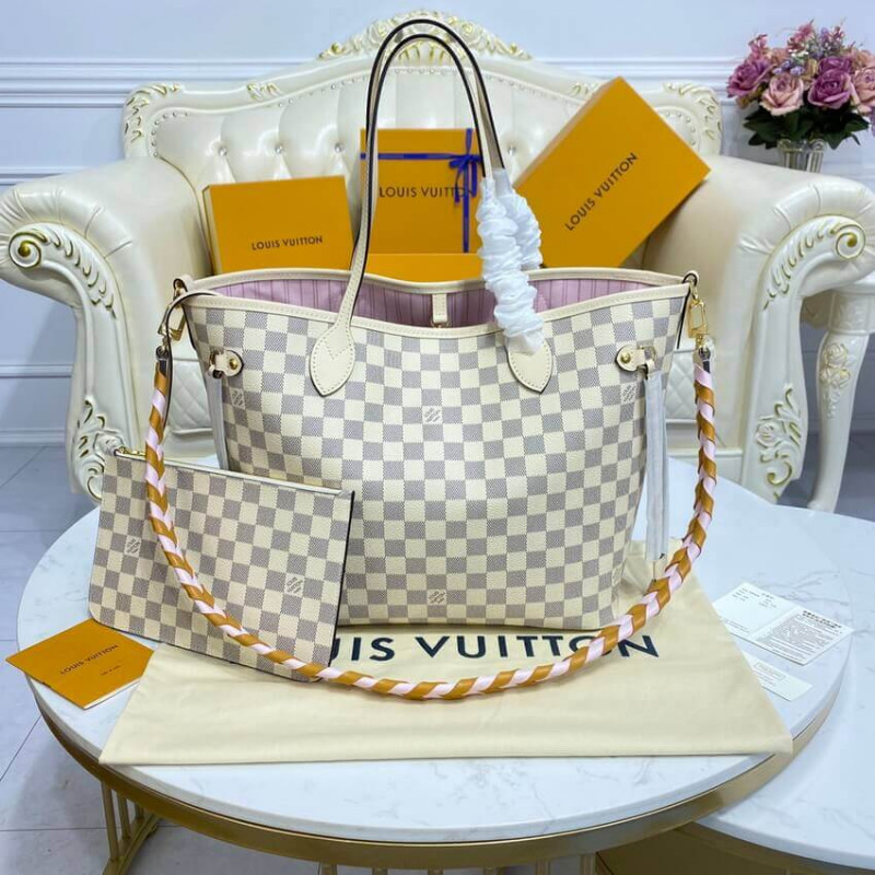 Replica Louis Vuitton Damier Azur Neverfull Mm N45295 Pink