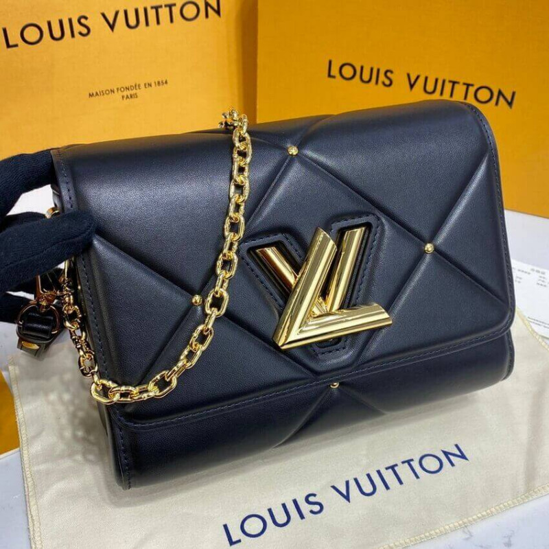 Replica Louis Vuitton Sheepskin Leather Twist Mm M59029 Black