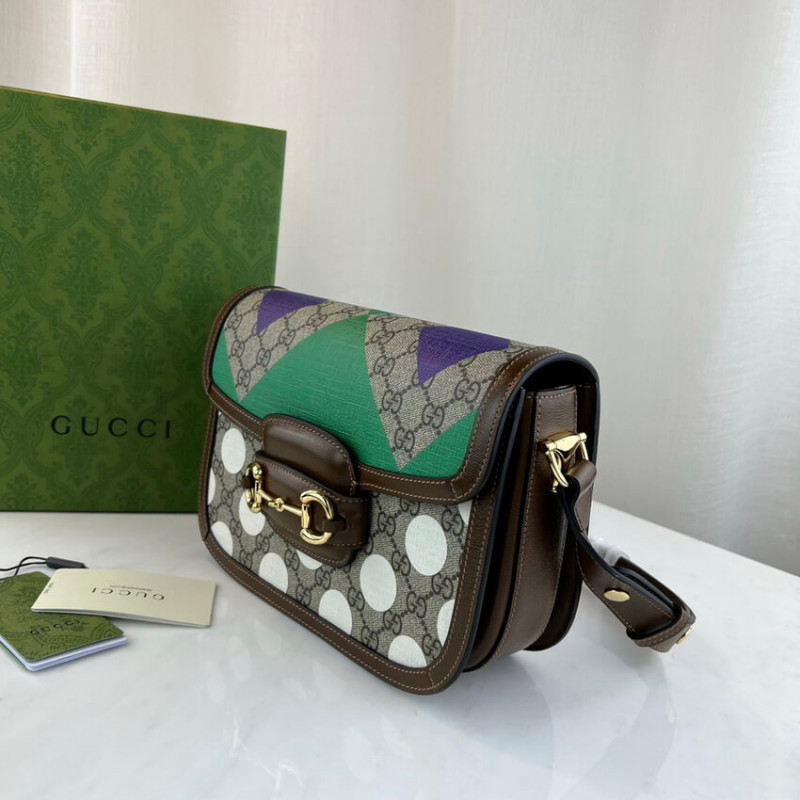 Replica Gucci Horsebit 1955 Shoulder Bag With Geometric Print 602204