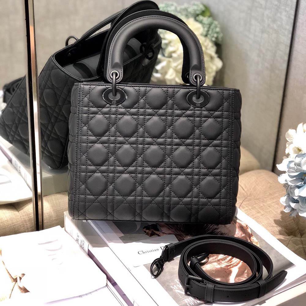 Replica Dior Aaa-Medium Lady Dr Bag Black/Pink/Grey
