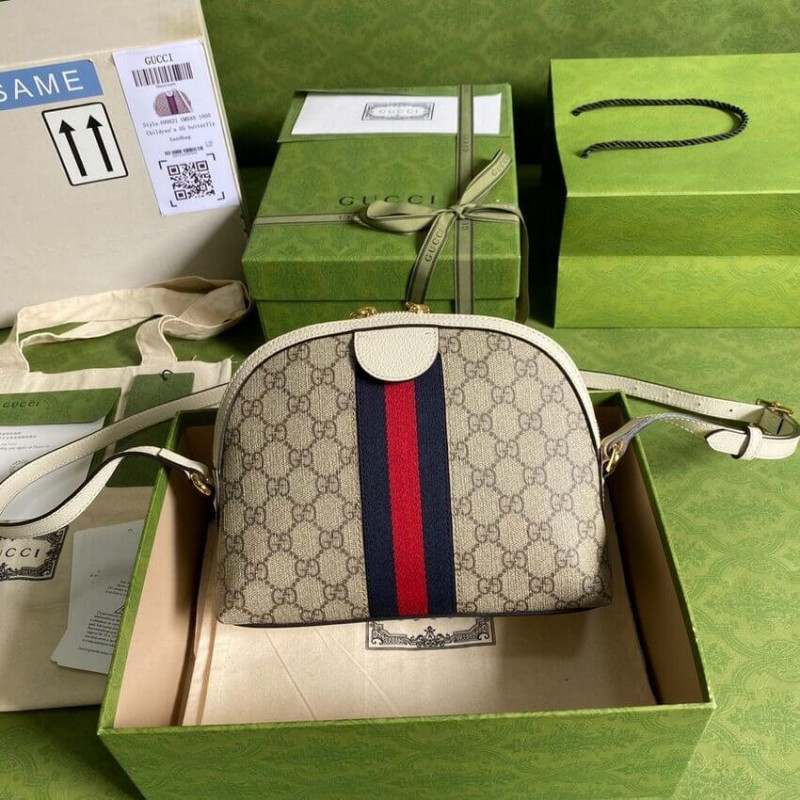 Replica Gucci Ophidia Gg Small Shoulder Bag In White Gg Canvas