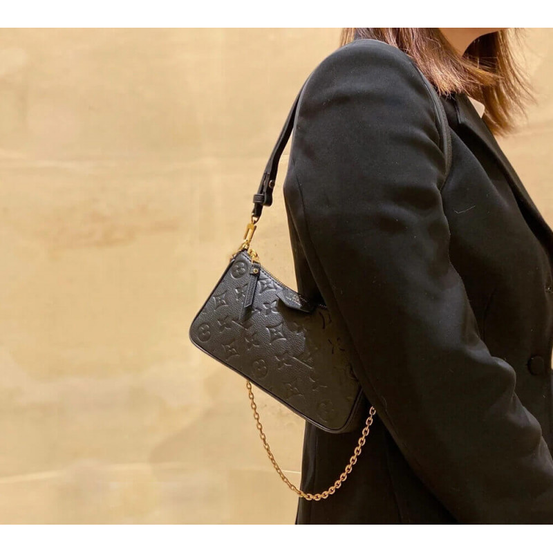 Replica Louis Vuitton Monogram Empreinte Easy Pouch On Strap M80349 Black