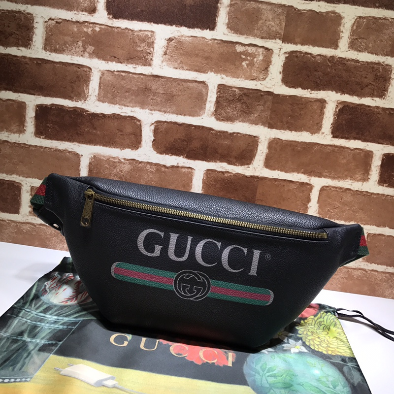 Replica Gucci Leather Belt Bag 493869 Black/White