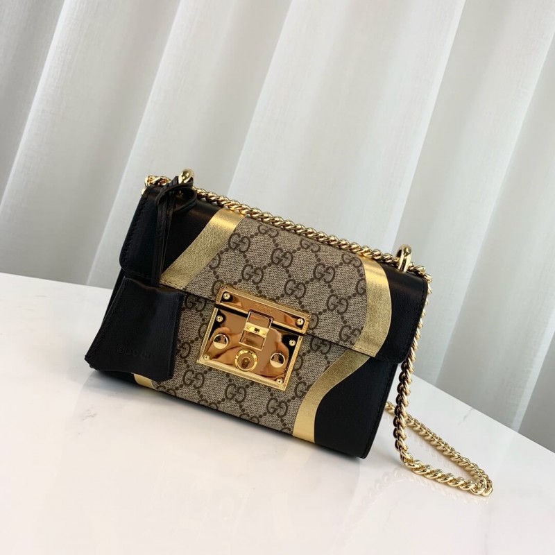 Replica Gucci Padlock Small Gg Shoulder Bag 432182 Black
